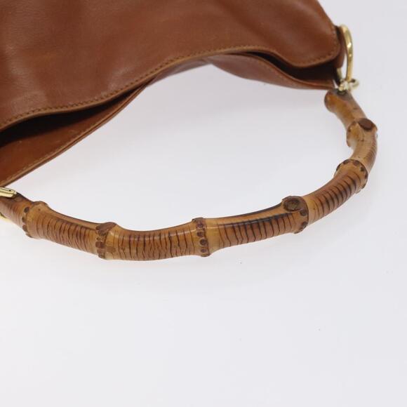 GUCCI Bamboo Shoulder Bag Leather Brown Gold 001 1448 001 1448 - Picture 7 of 16